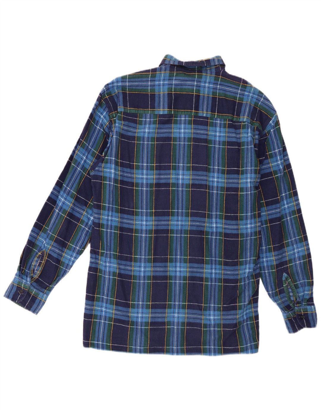 Vintage Mens Flannel Shirt Size 41/42 Large Blue Check Cotton