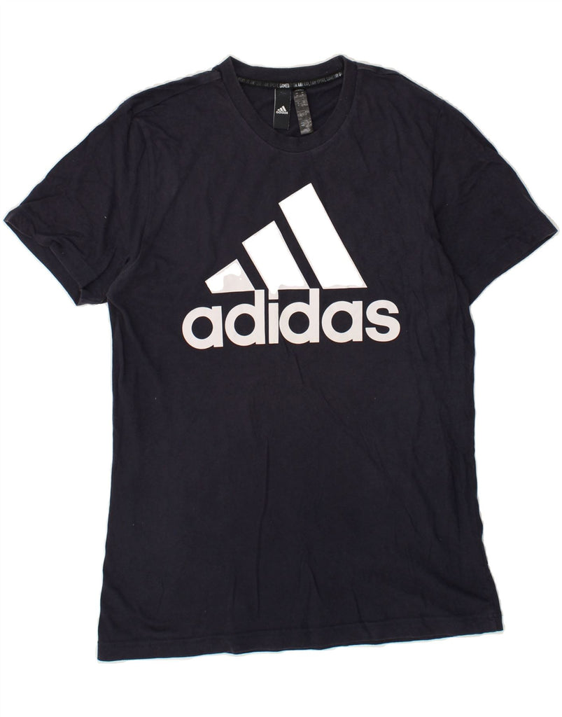 ADIDAS Mens Graphic T-Shirt Top Medium Navy Blue Cotton | Vintage Adidas | Thrift | Second-Hand Adidas | Used Clothing | Messina Hembry 