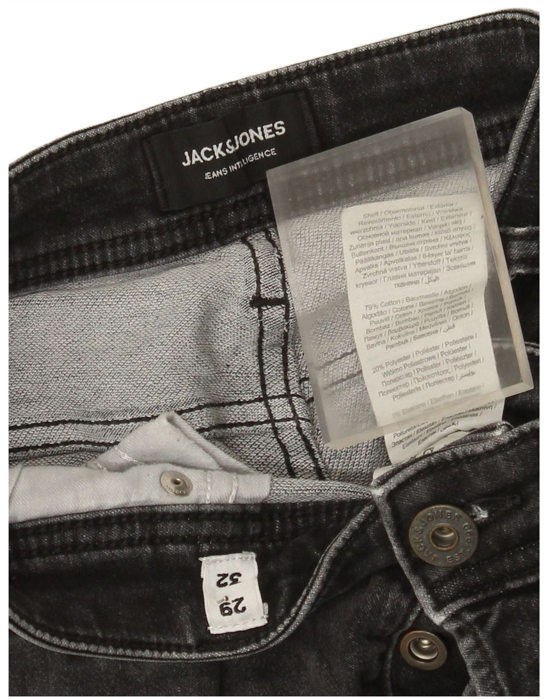 Jack & Jones Mens GLENN Slim Jeans W29 L32 Grey Cotton