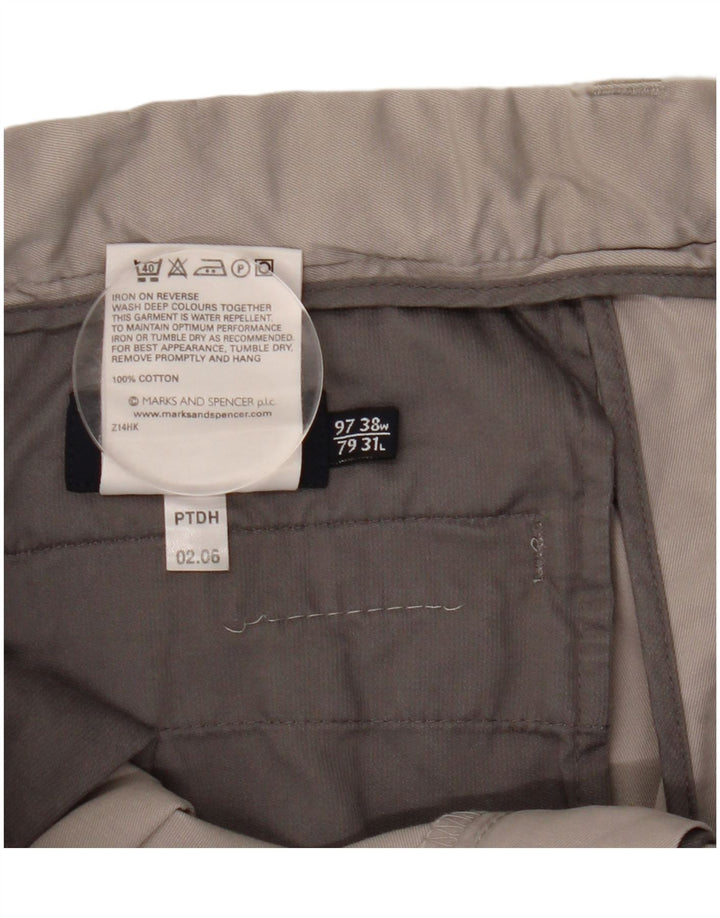 Marks & Spencer Mens Blue Harbour Pegged Chino Trousers W38 L31 Grey Cotton