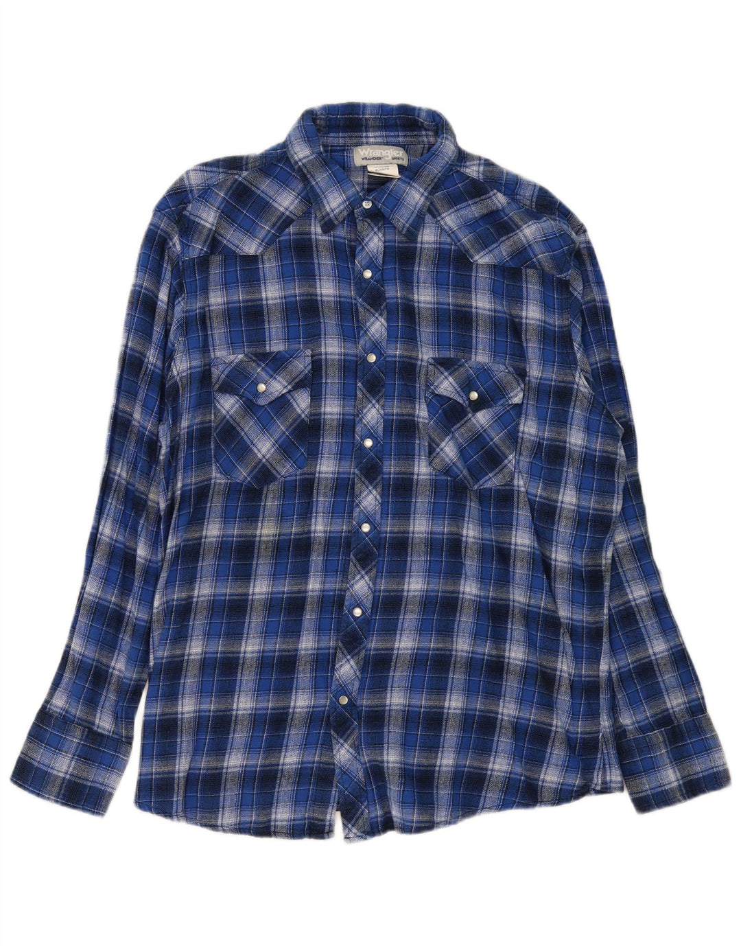 Wrangler Mens Flannel Shirt XL Blue Check Cotton