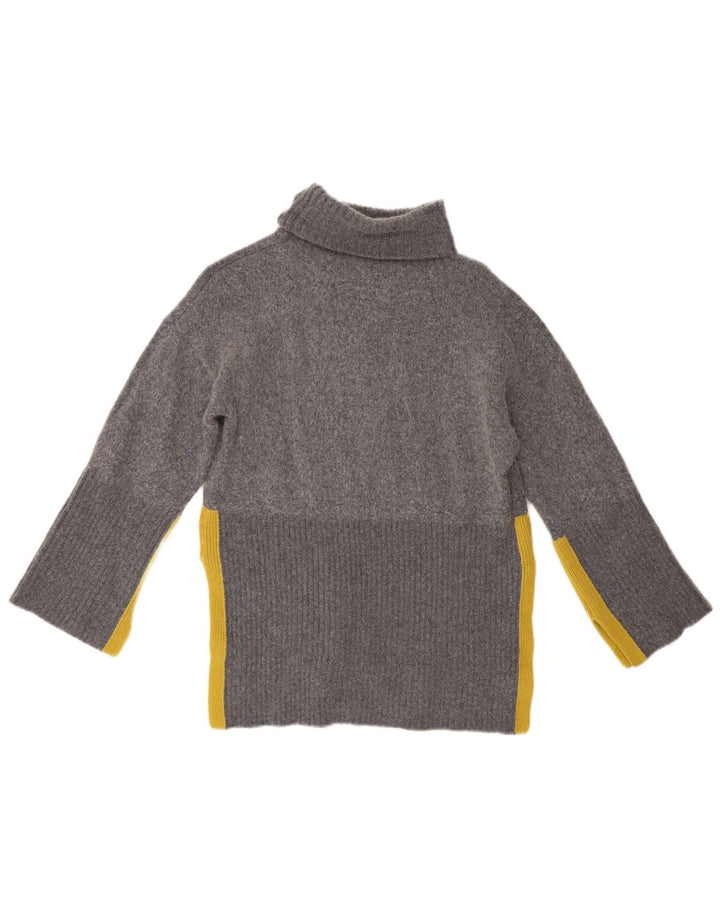White Stuff Womens Roll Neck Jumper Sweater UK 10 Small Grey Colourblock