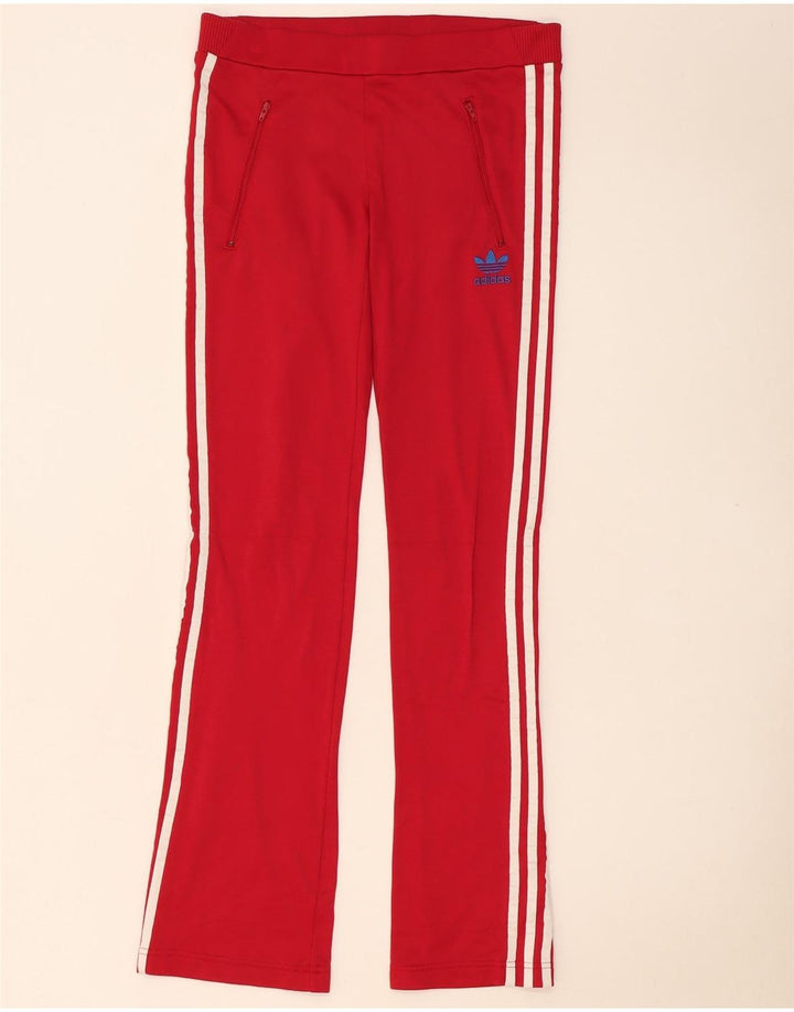 Adidas Womens Tracksuit Trousers UK 12 Medium Red Polyamide