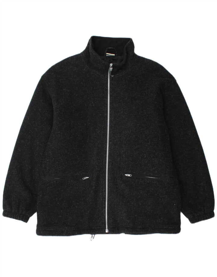CRANE Mens Loose Fit Fleece Jacket UK 36 Small Black Flecked Polyester