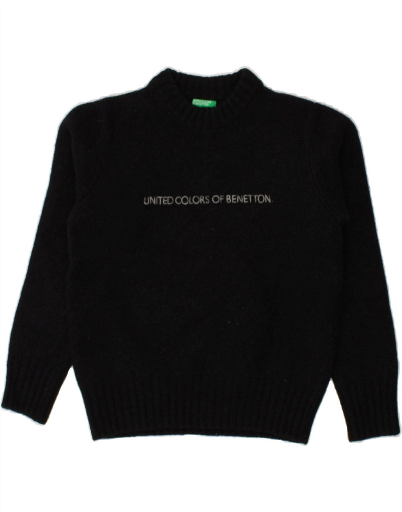 BENETTON Boys Graphic Crew Neck Jumper Sweater 13-14 Years Black | Vintage Benetton | Thrift | Second-Hand Benetton | Used Clothing | Messina Hembry 