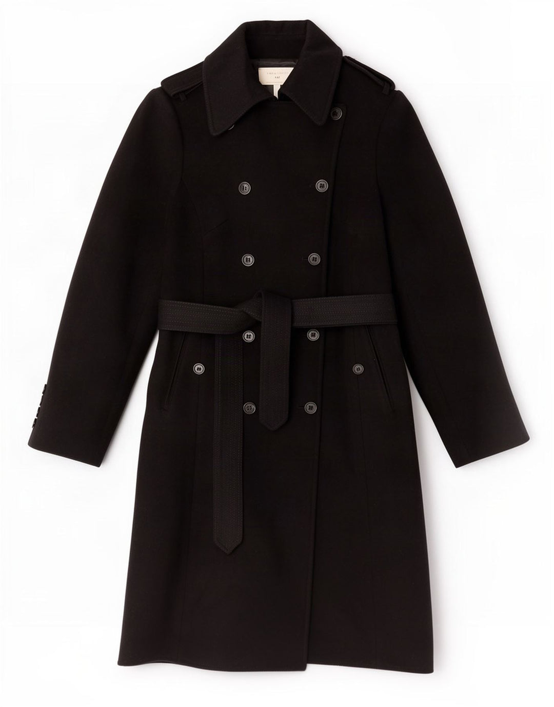 Karen Millen Womens Trench Coat UK 12 Medium Black Wool