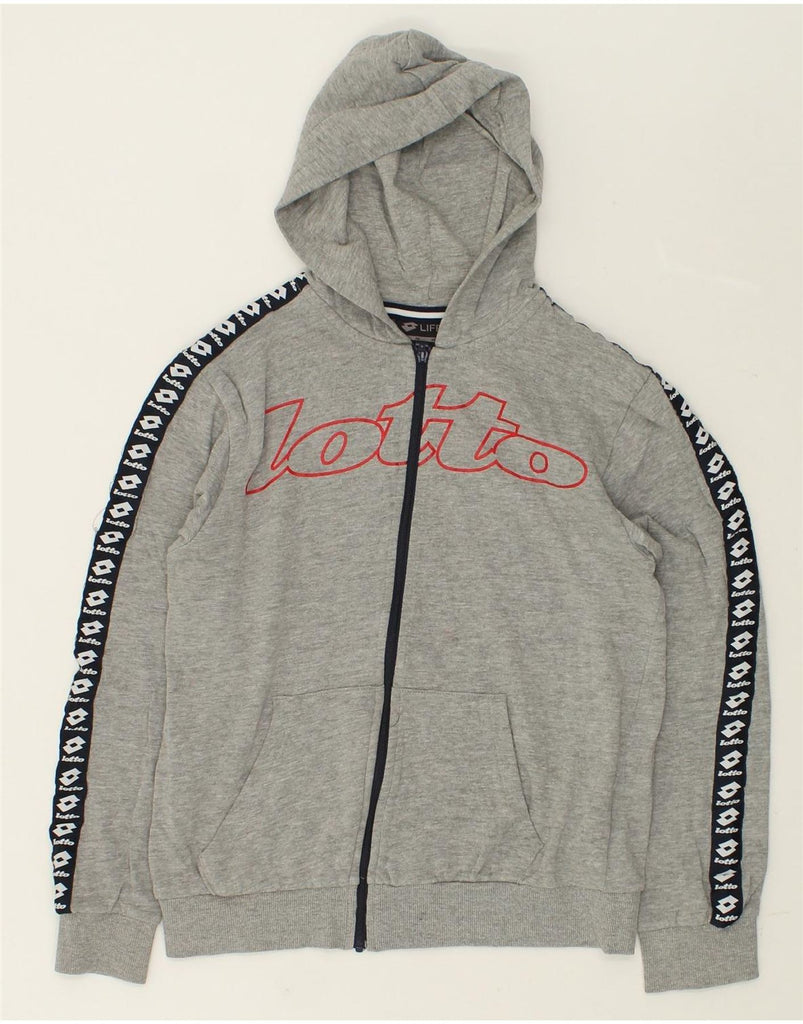 LOTTO Boys Graphic Zip Hoodie Sweater 10-11 Years Medium Grey Cotton | Vintage Lotto | Thrift | Second-Hand Lotto | Used Clothing | Messina Hembry 