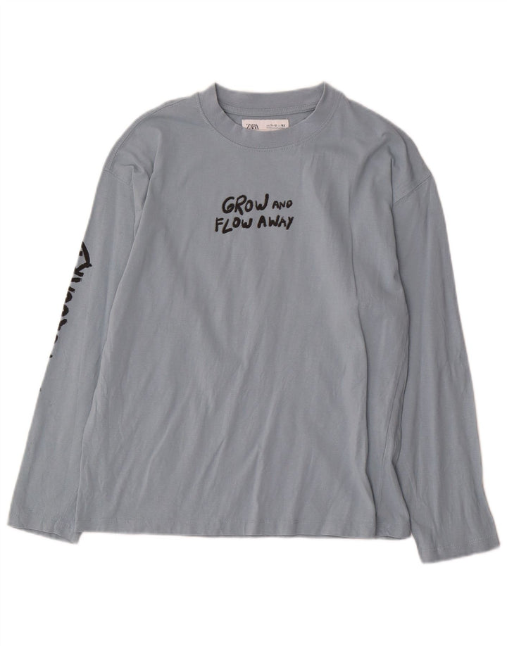 Zara Boys Graphic Top Long Sleeve 11-12 Years Blue Cotton