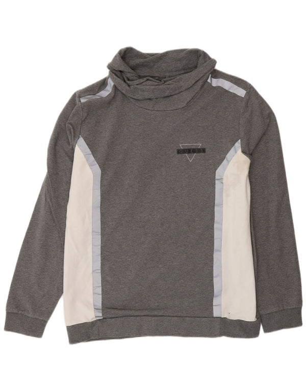 Guess Womens Sweatshirt Jumper IT 42 Medium Grey Colourblock Cotton