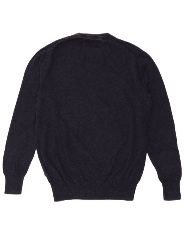 SUPERDRY Mens Crew Neck Jumper Sweater Small Navy Blue Cotton