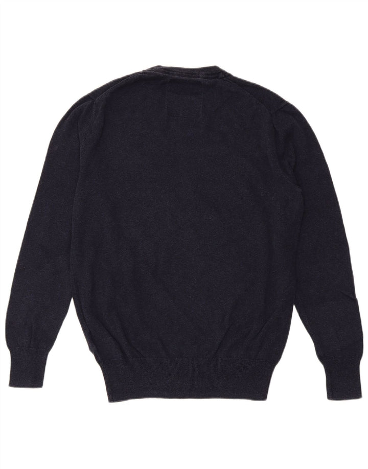 SUPERDRY Mens Crew Neck Jumper Sweater Small Navy Blue Cotton
