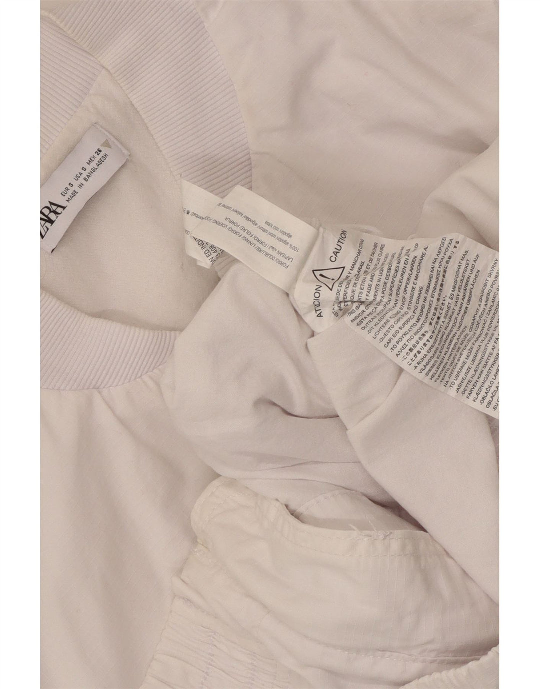Zara Womens Oversized Bomber Jacket UK 10 Small White Cotton