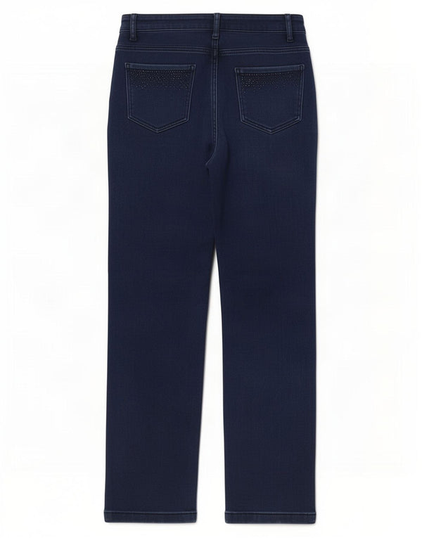 Marks & Spencer Womens Straight Jeans UK 10 Small W28 L27 Navy Blue Cotton