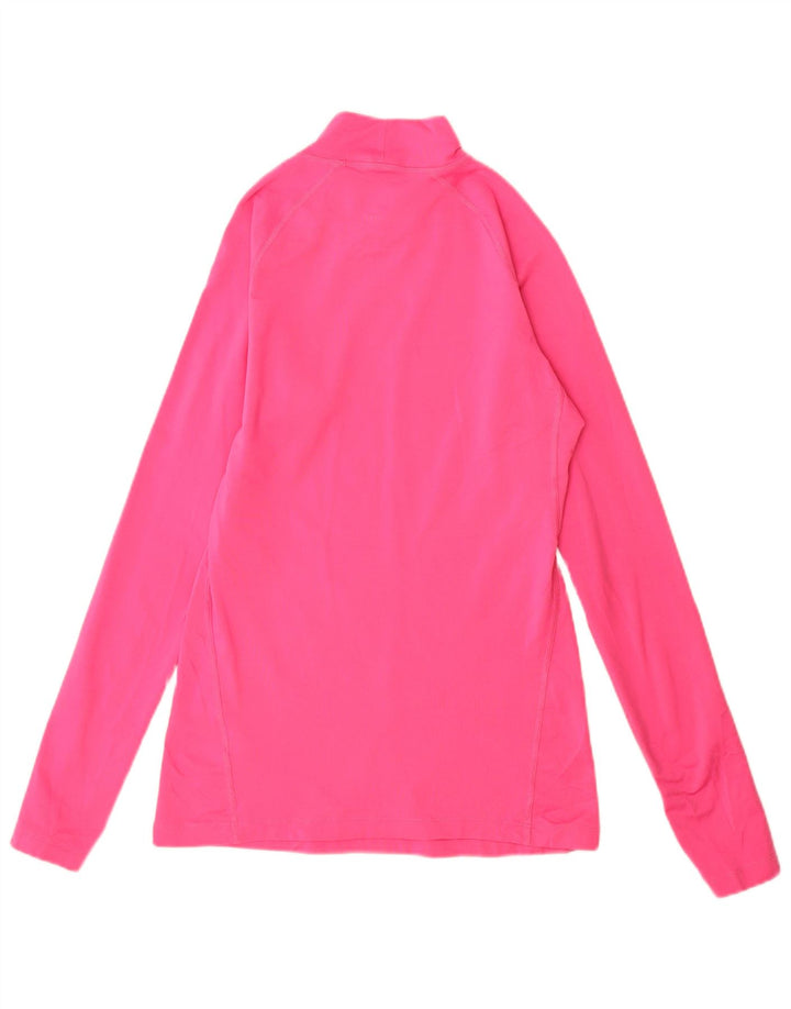 Nike Womens Dri Fit Top Long Sleeve UK 12 Medium Pink Polyester