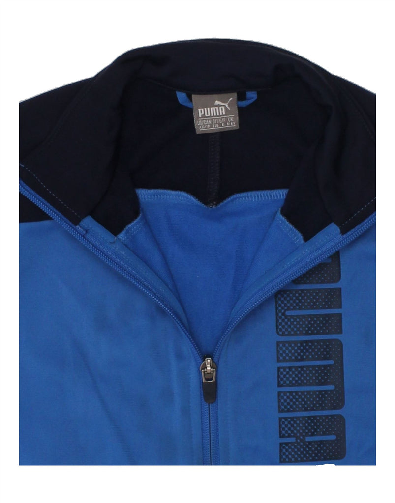 PUMA Boys Graphic Tracksuit Top Jacket 5-6 Years Blue Colourblock | Vintage Puma | Thrift | Second-Hand Puma | Used Clothing | Messina Hembry 