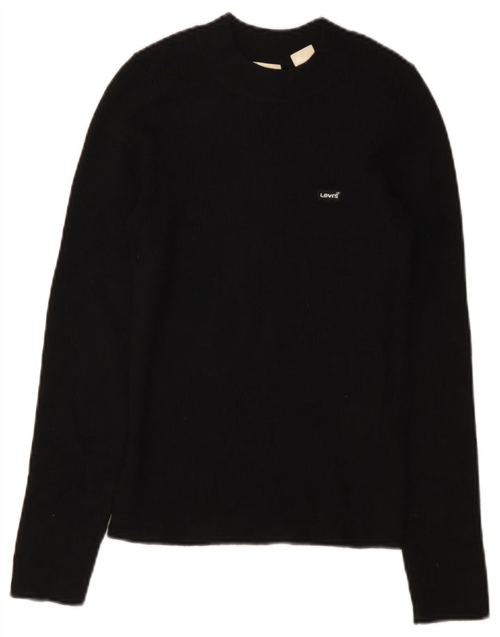 LEVI'S Womens Crew Neck Jumper Sweater UK 8 Small Black Acrylic