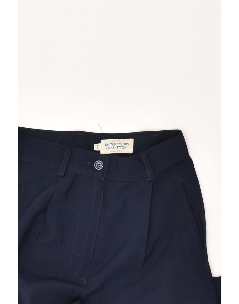 BENETTON Womens Tapered Chino Trousers IT 40 Small W24 L28 Navy Blue Wool | Vintage Benetton | Thrift | Second-Hand Benetton | Used Clothing | Messina Hembry 