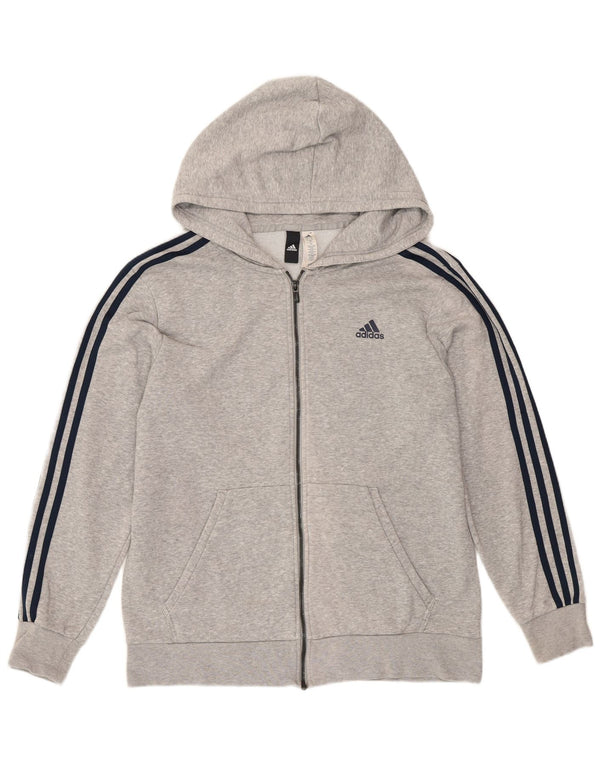Adidas Mens Zip Hoodie Sweater Large Grey Cotton
