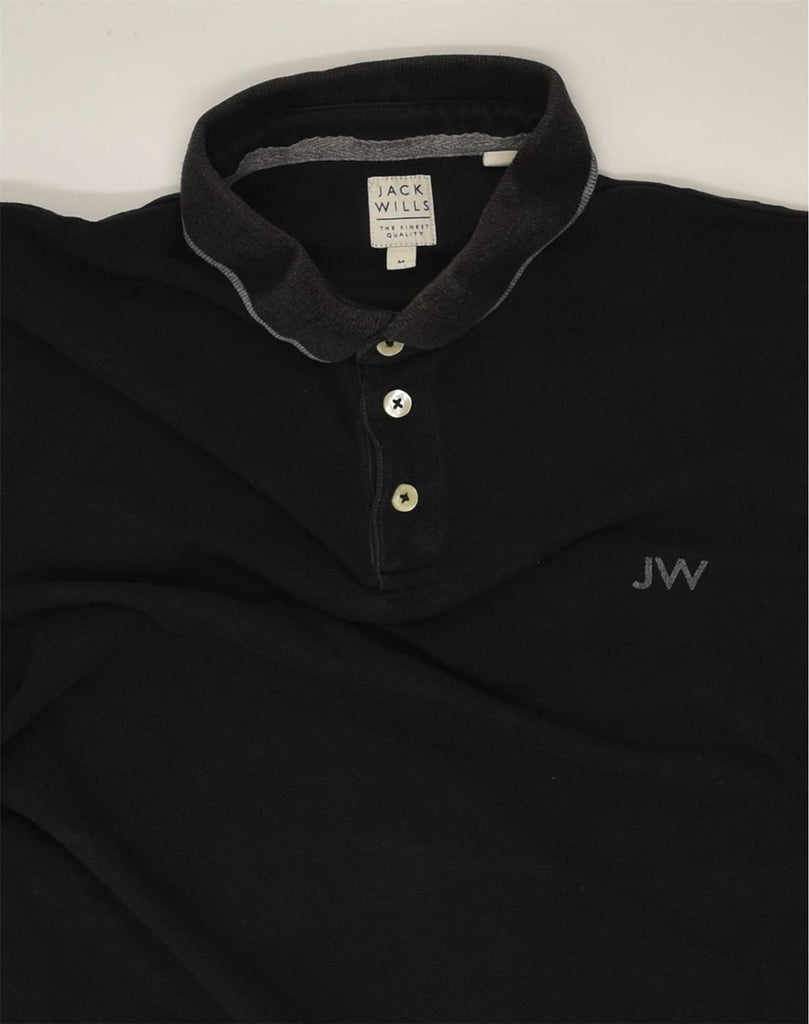 JACK WILLS Mens Polo Shirt Medium Black Cotton | Vintage Jack Wills | Thrift | Second-Hand Jack Wills | Used Clothing | Messina Hembry 