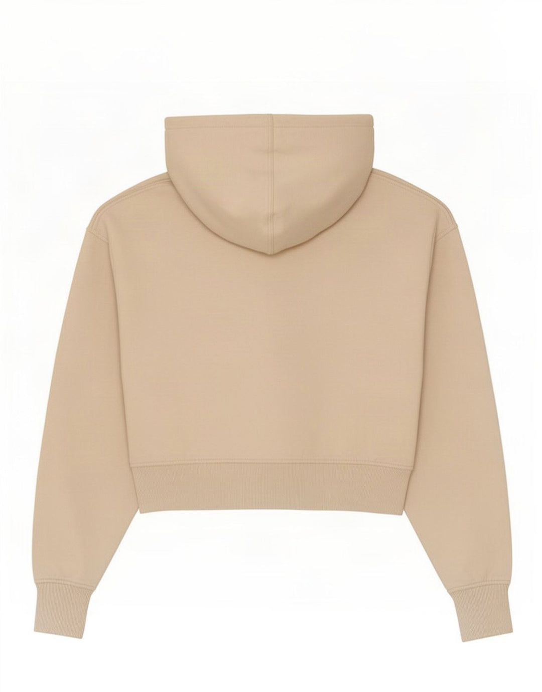 Zara Womens Crop Hoodie Jumper UK 14 Medium Beige Polyester