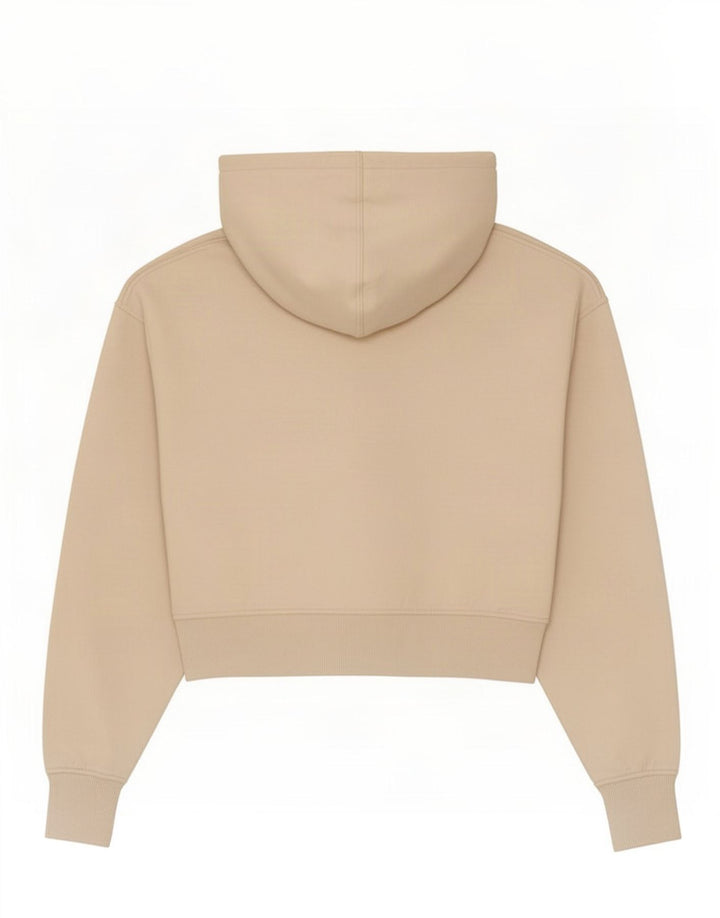 Zara Womens Crop Hoodie Jumper UK 14 Medium Beige Polyester