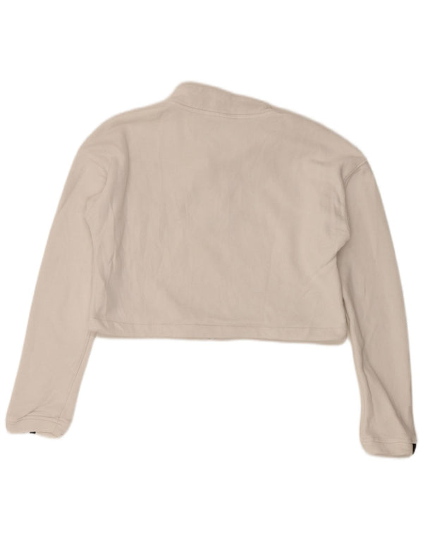 Adidas Womens Oversized Crop Zip Neck Sweatshirt Jumper UK 8 Small White