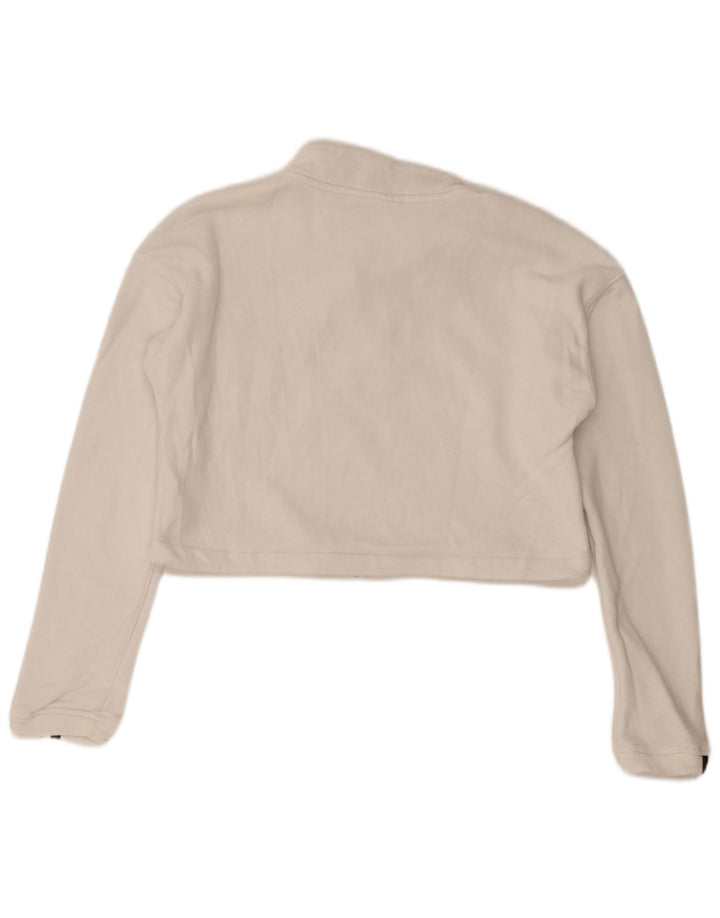 Adidas Womens Oversized Crop Zip Neck Sweatshirt Jumper UK 8 Small White