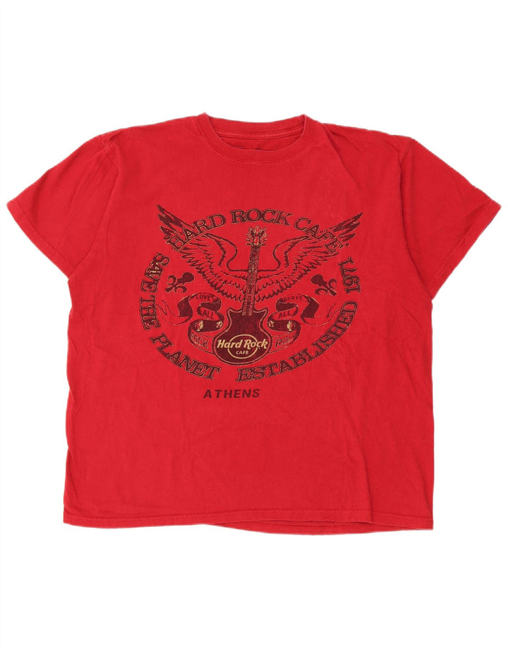 Hard Rock Cafe Mens Athens Graphic T-Shirt Top Medium Red Cotton