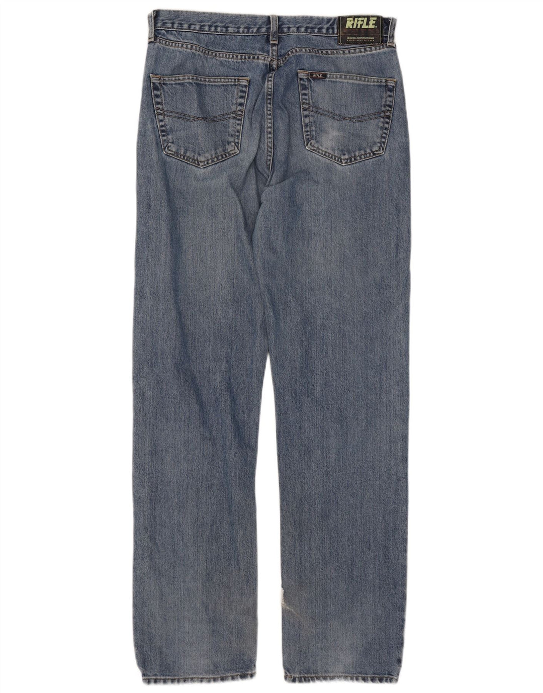 Rifle Mens Straight Jeans W34 L34 Blue Cotton