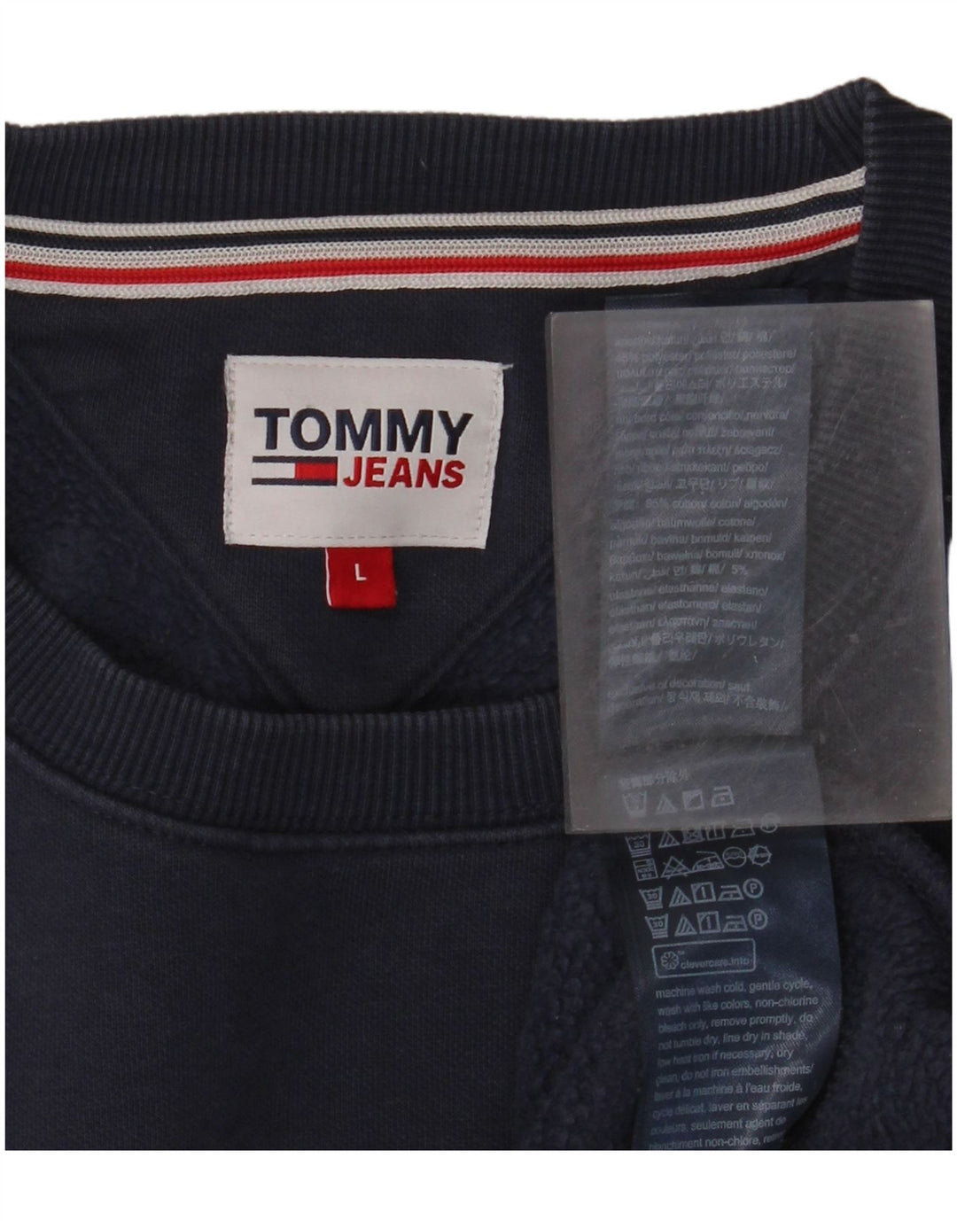 TOMMY HILFIGER Mens Sweatshirt Jumper Large Navy Blue Cotton