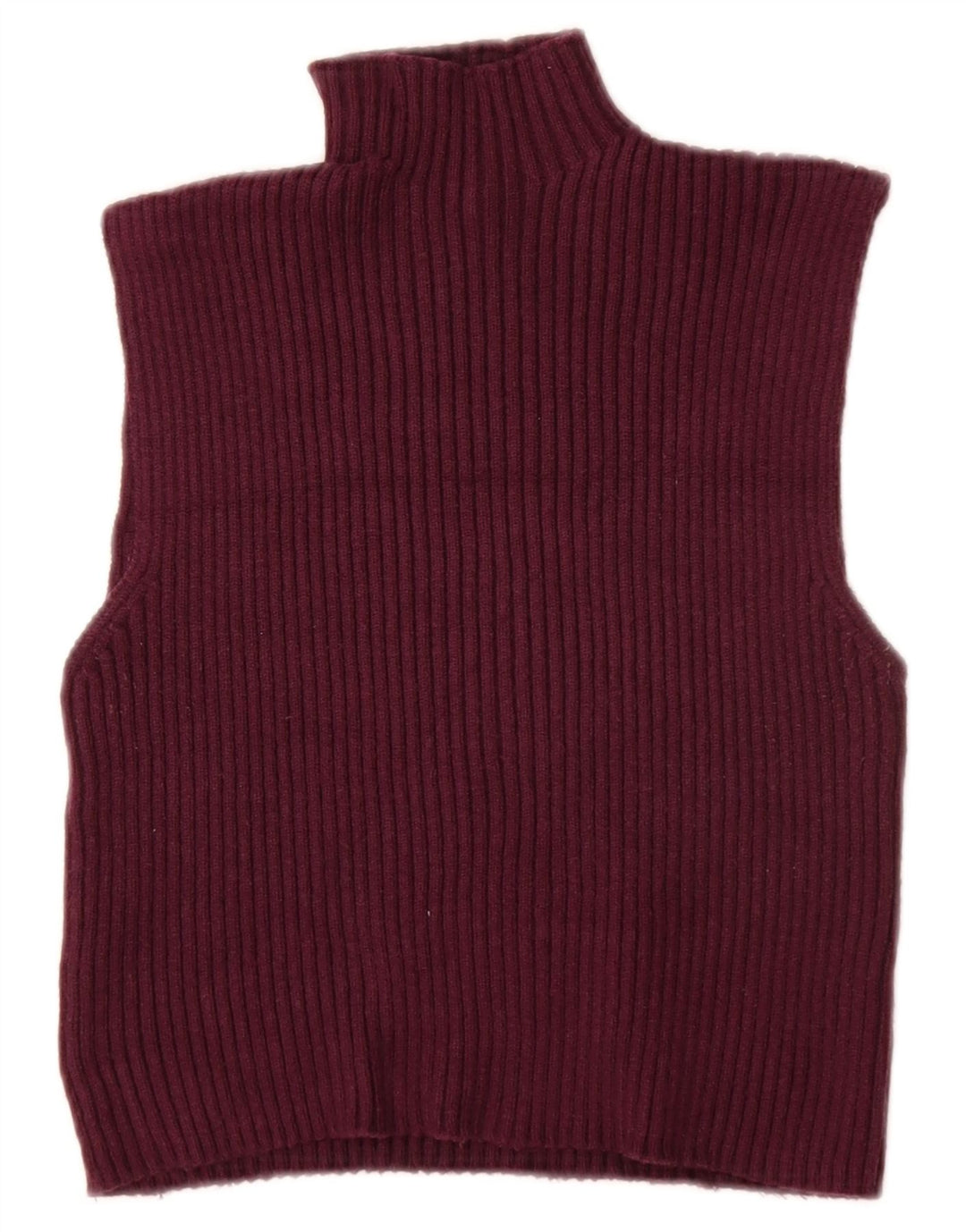 ZARA Womens Crop Vest Tank Top UK 12 Medium Burgundy Viscose