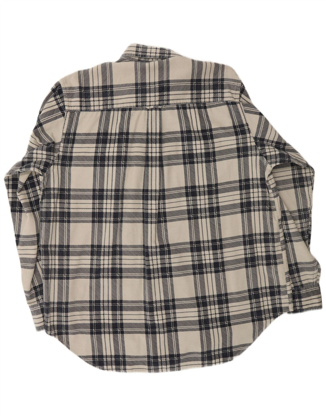 Blanc Bleu Mens Corduroy Shirt Large Off White Check Cotton