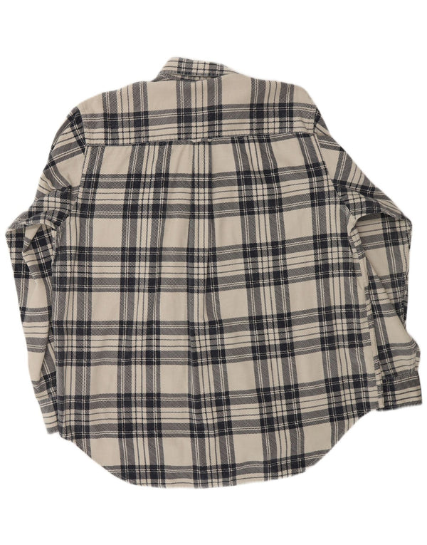 Blanc Bleu Mens Corduroy Shirt Large Off White Check Cotton