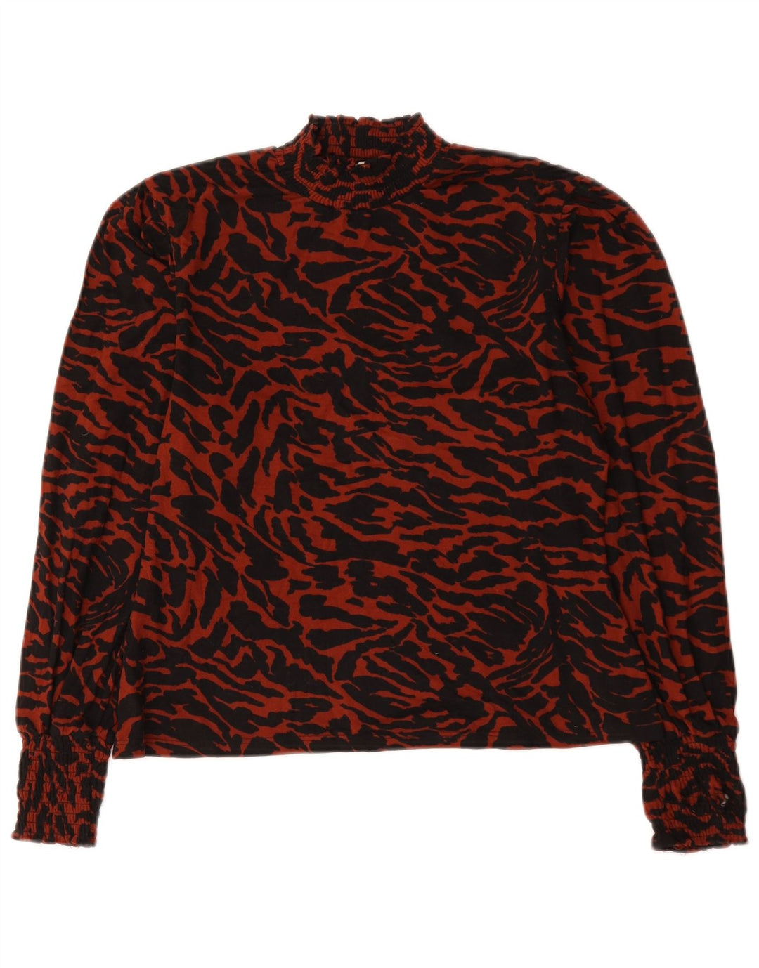 Oasis Womens Long Sleeve Blouse Top UK 14 Large Red Animal Print Polyester
