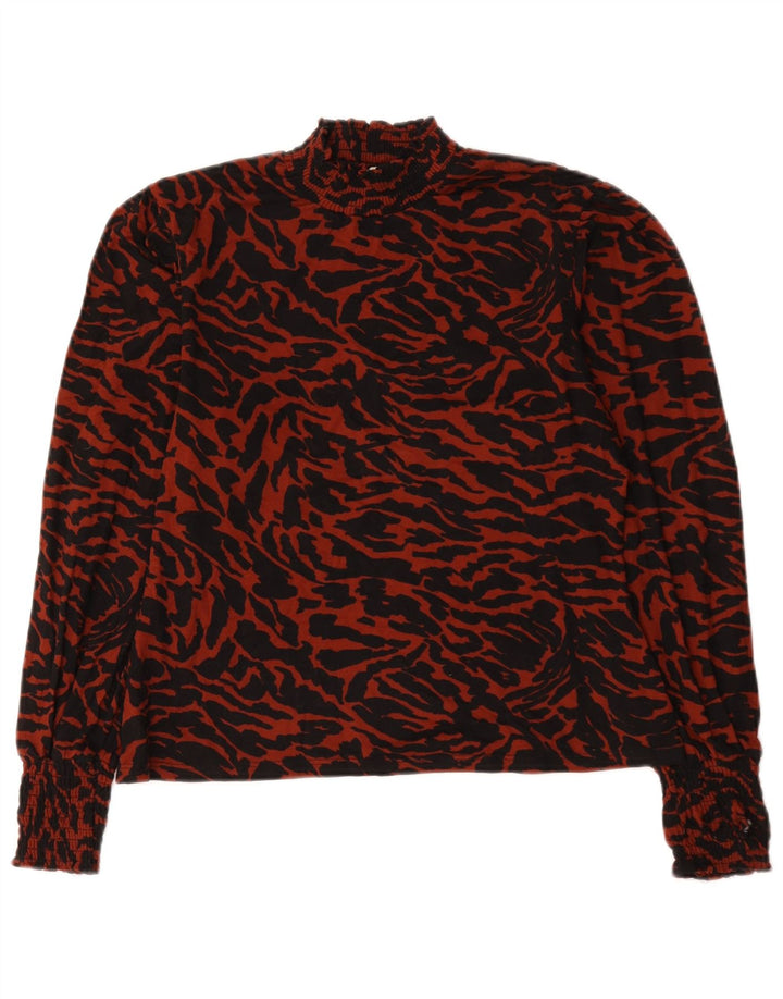 Oasis Womens Long Sleeve Blouse Top UK 14 Large Red Animal Print Polyester