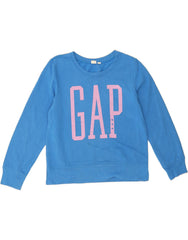 GAP Womens Crop Graphic Sweatshirt Jumper US 8 Medium Blue Cotton