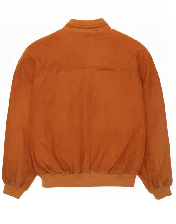 Vintage Mens Suede Bomber Jacket IT 56 3XL Brown Leather