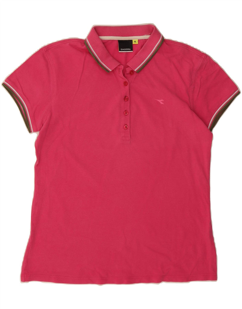 DIADORA Womens Polo Shirt UK 18 XL Pink Cotton Vintage Diadora and Second-Hand Diadora from Messina Hembry 