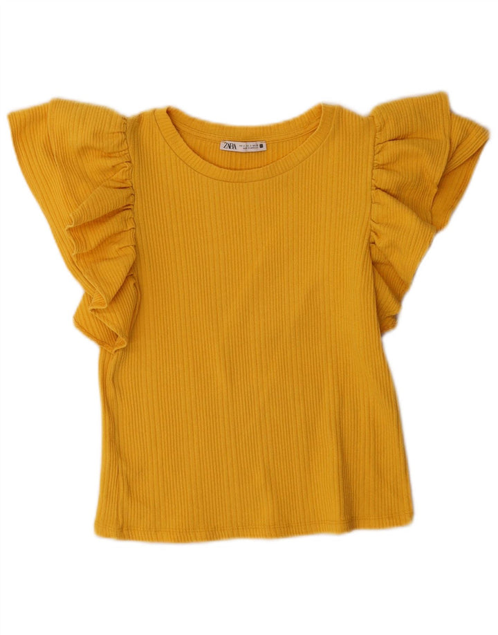 Zara Womens Blouse Top UK 10 Small Yellow