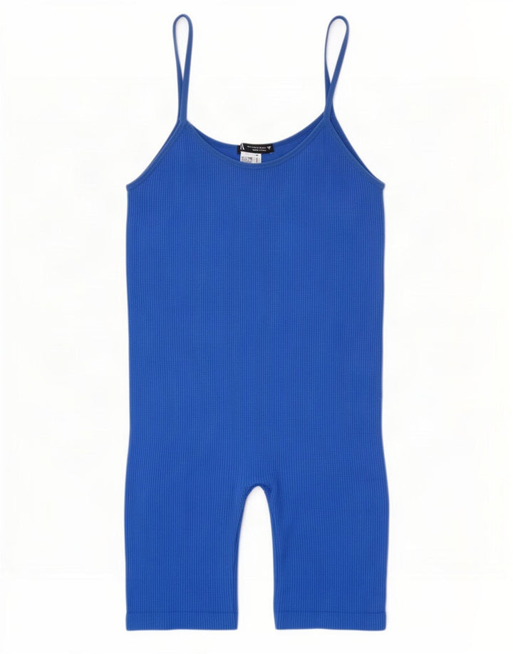 Zara Womens Sleeveless Playsuit UK 12 Medium Blue Polyamide