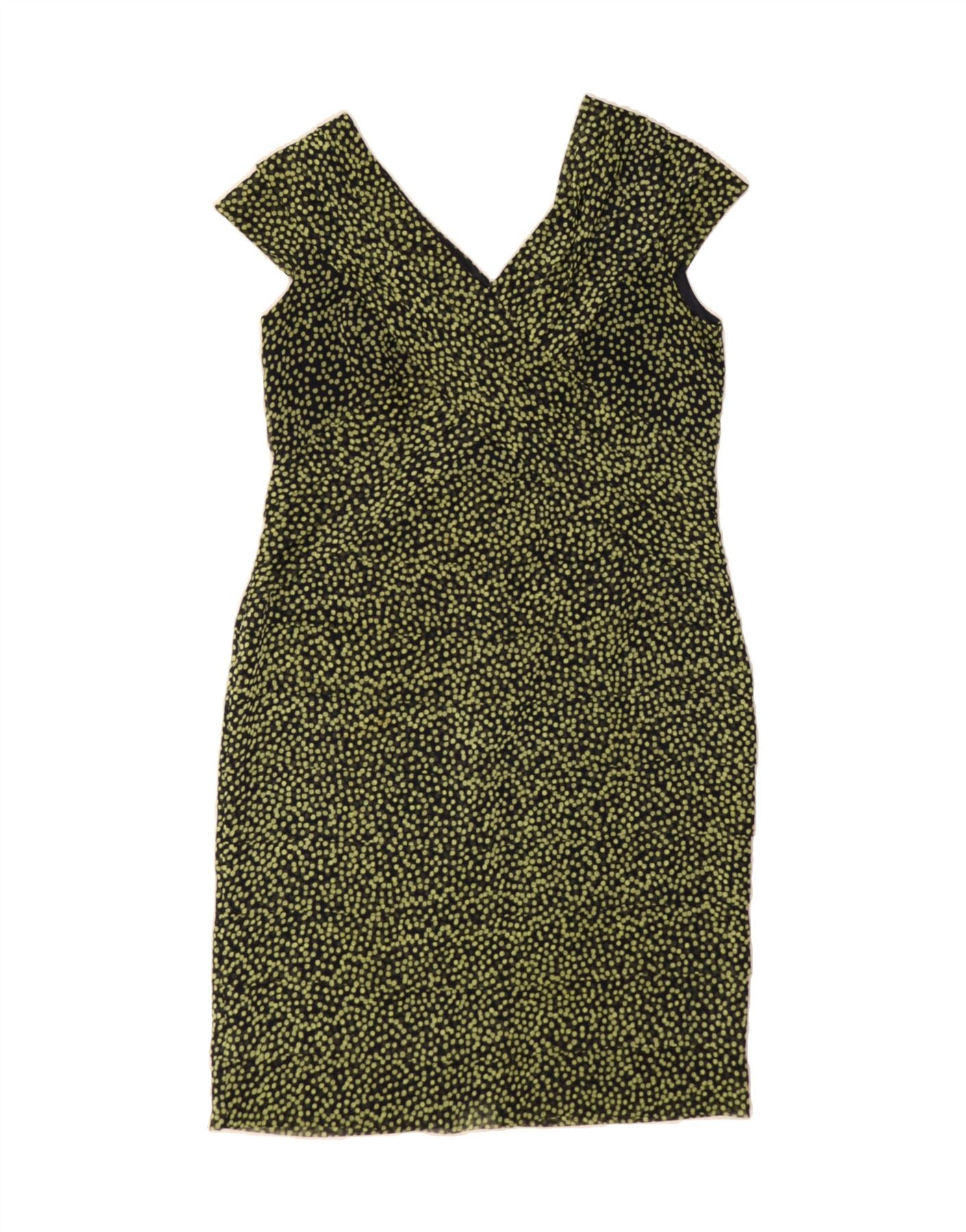 JACQUES VERT Womens Sheath Dress UK 14 Large Green Spotted