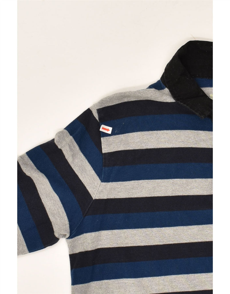 WOOLRICH Mens Slim Long Sleeve Polo Shirt Large Blue Striped Cotton | Vintage Woolrich | Thrift | Second-Hand Woolrich | Used Clothing | Messina Hembry 