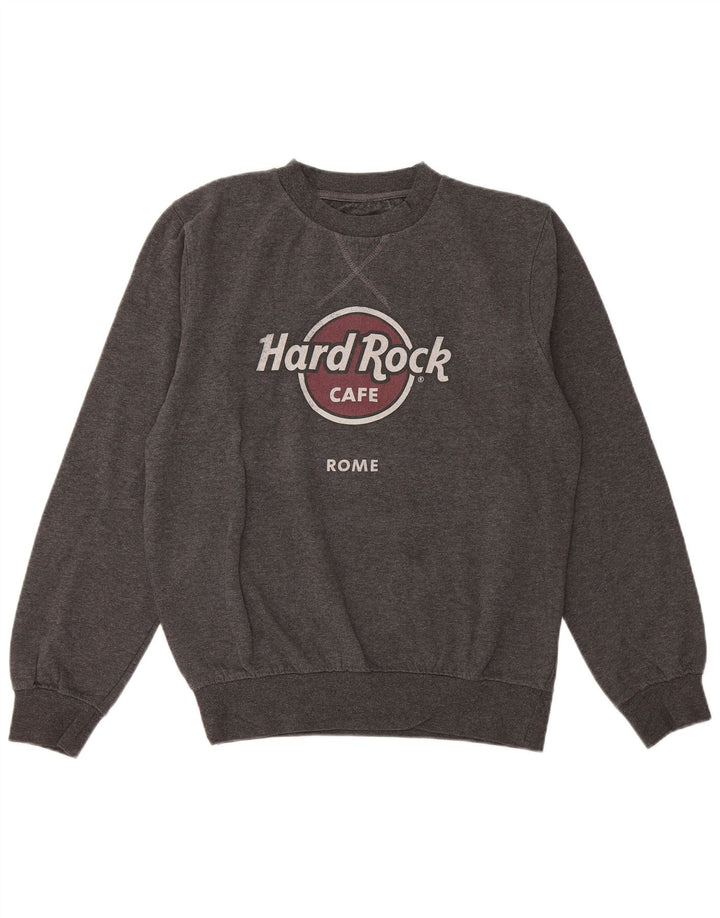 Hard Rock Cafe Womens Rome Graphic Sweatshirt Jumper UK 14 Medium Grey