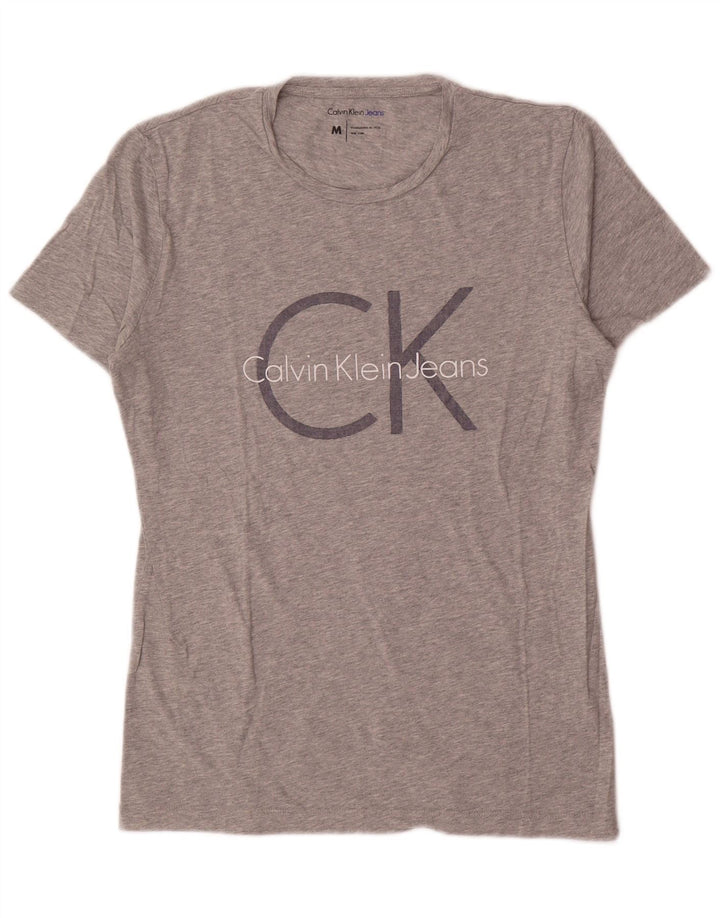 Calvin Klein Jeans Mens Graphic T-Shirt Top Medium Grey Flecked