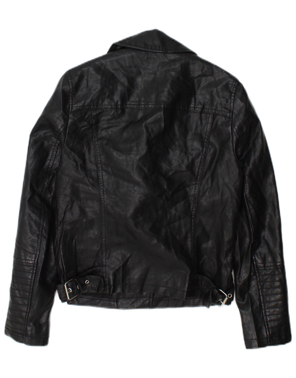 Topshop Womens Biker Jacket UK 8 Small Black Polyester