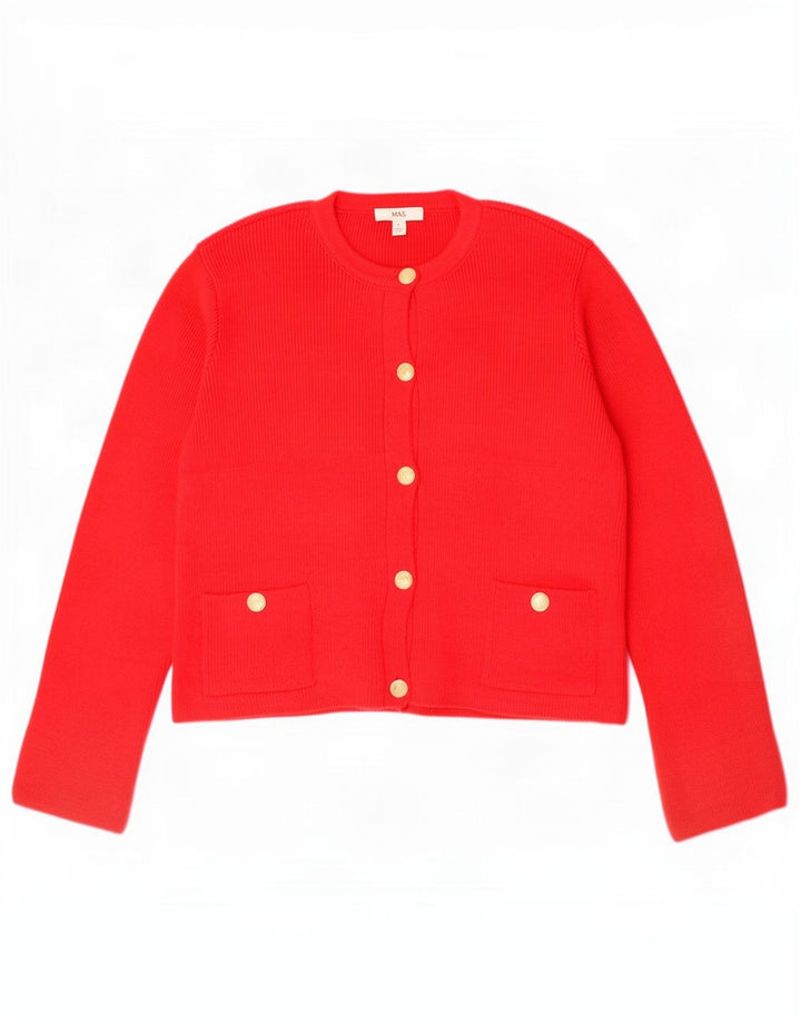 Marks & Spencer Womens Oversized Cardigan Sweater UK 16 Large Red Acrylic
