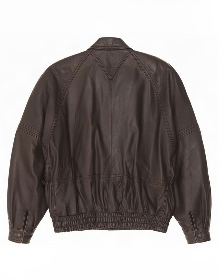 Vintage Mens Leather Jacket IT 50 Large Black