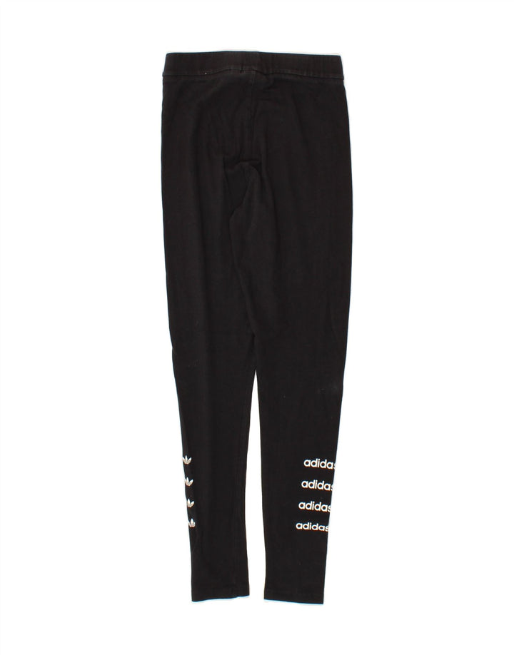ADIDAS Womens Graphic Leggings UK 14 Large Black Cotton Vintage Adidas and Second-Hand Adidas from Messina Hembry 