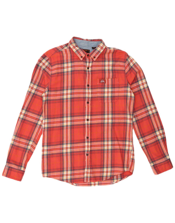 Superdry Mens Flannel Shirt Large Red Plaid Cotton