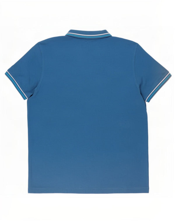 Lotto Mens Life's Polo Shirt Large Blue Striped Cotton